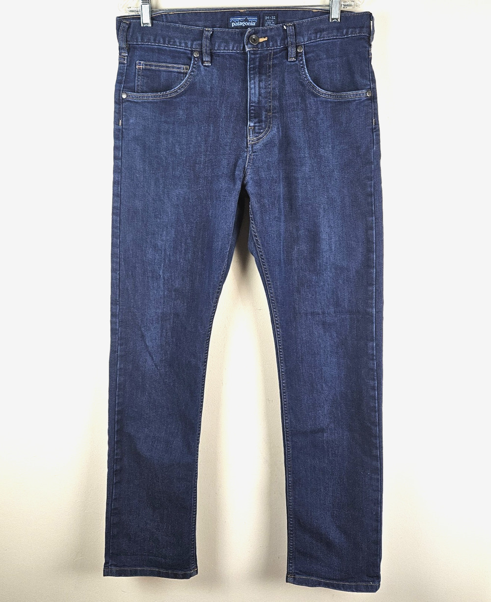 Patagonia Straight Fit Stretch Jeans Mens 34x32 FITS 34x31 Blue Organic Cotton